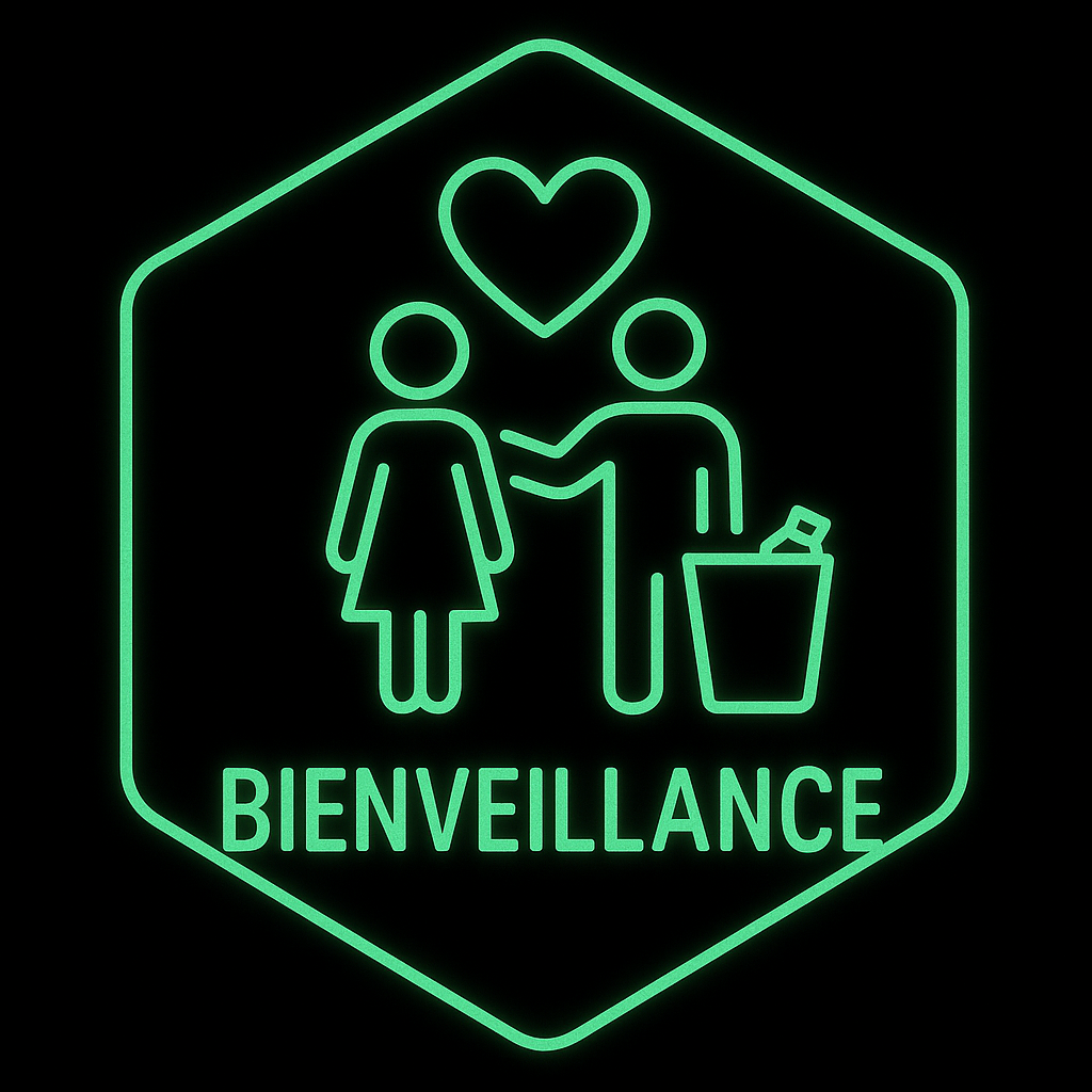 Pictogramme hexagonal — Sois bienveillant·e